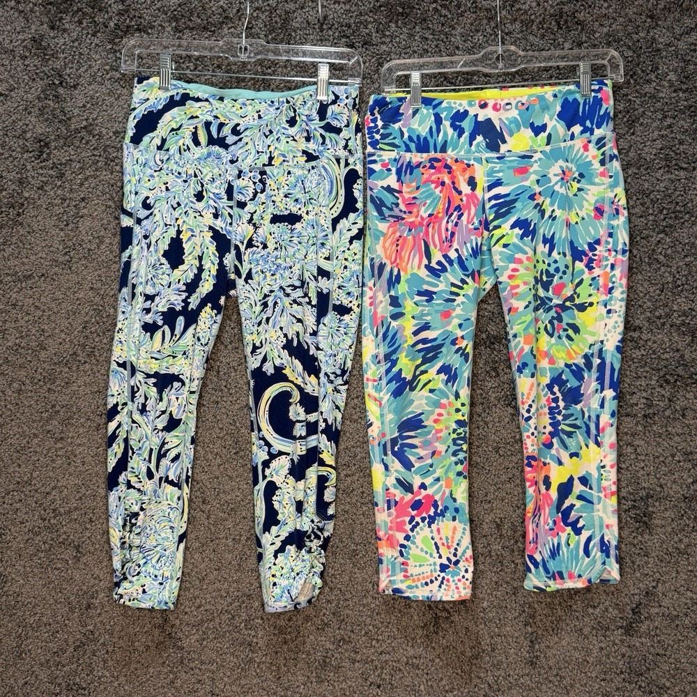 LILLY PULITZER LUXLETIC Weekender LEGGINGS Sz M 2 PAIRS Lot